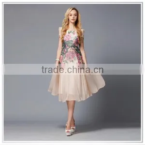 Customized 2014 New Design Digital Printing Commuter Outfit Silk Chiffon Skirt thumbnail-1