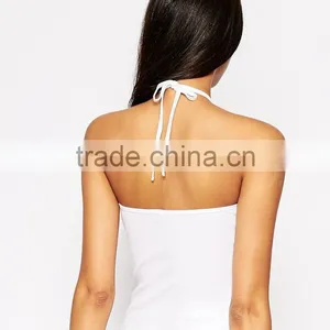China Factory OEM ODM 2015 Customized Sleeveless New Fashion Halter Neck Body In Rib Tank Top With Thong thumbnail-2