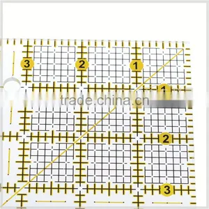 Kearing China Factory Direct Sell Transparent Plastic Patchwork Acrylic Ruler ( 6.5'' * 6.5'' ) & Quilt Sew Ruler # KPR65D thumbnail-4