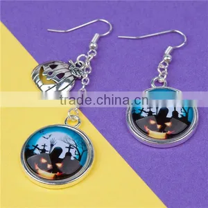 Resin Halloween Earrings Silver Plated Pumpkin 7.1cm 5cm X2.4cm thumbnail-3
