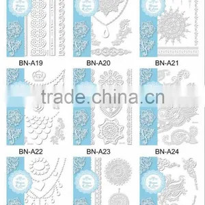 Custom Water Proof White Lace Tattoo Jewelry Henna Tattoo Sticker Body Arts thumbnail-1