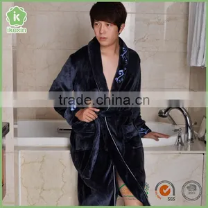 Luxurious Flannel Satin Men Brushed Hemmed Bathrobe Set thumbnail-1
