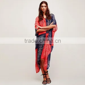 Women Plus Size Beach Bohemian Printed Dress India Ladies Chiffon Boho Loose Maxi Dresses thumbnail-4