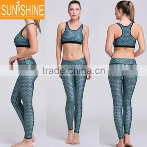 Custom Design Sports Set Of Custom Ladies Bra And Pants Fish Scale Yoga Wear thumbnail-5