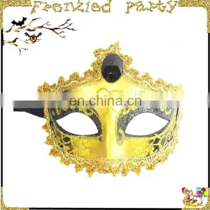 Purple Flower Venetian Plastic PVC Eye Gold Mask thumbnail-1