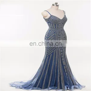 Robe De Soiree Evening Dresses Party Gold Color Red Royal Blue Tulle Crystal Occasion Formal Women Prom Dress Long thumbnail-3