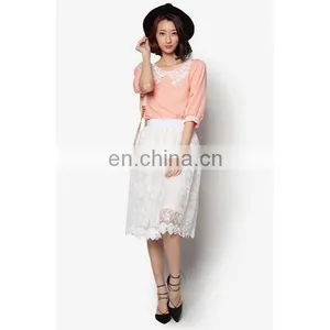 Custom Chiffon Blouse With Lace Flat Collar Half Sleeves Women Shirts and Tops thumbnail-2