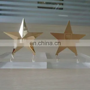 Luxury Gold 3D Star Shape Trophy With Acrylic Base For Football Club Members thumbnail-1