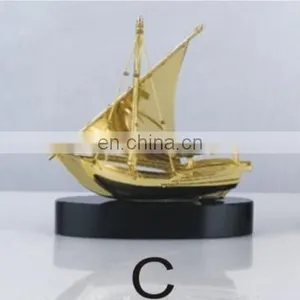 Model Pirate Ship Metal Model Plated In Gold Foil Black Pearl Laser Cut With Black Base For Office Desktop Decoration thumbnail-1