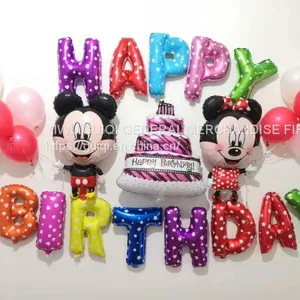 Birthday Balloon Set Foil Balloon Helium Balloon Mylar Balloon Party Balloon Mickey Balloon Minie Balloon thumbnail-1
