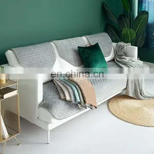 100% Polyester Anti-slip Furniture Protector Quilted Bias Stripe Couch Cover Seat Sofa Slipcover Set thumbnail-1