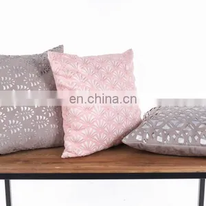 Geometric Pattern Laser Cutting for Decorative Pillow Case Home Suede Grey Decor Square Pillowcase thumbnail-5