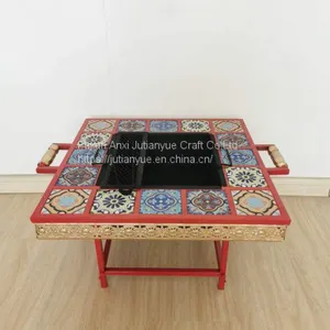 Ceramic Tile Mosaic Parquet Outdoor Rectangular Fire Pit Table thumbnail-1