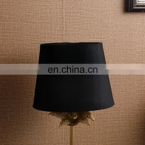 Creative Design Coconut Palm Shape Resin Gold Standing Lamps With Black Lint Lampshade thumbnail-4