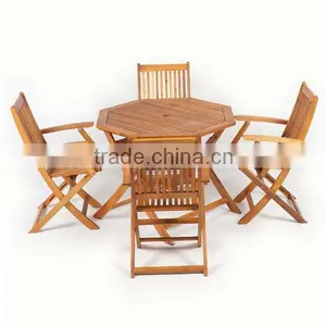 NEW STYLE - Dinning Set With Armchair - Folding Dinning Set - Eucalyptus Outdoor Furniture thumbnail-1