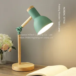 Creative Nordic Wooden Art Iron LED Folding Simple Desk Lamp Eye Protection Reading Table Lamp thumbnail-2