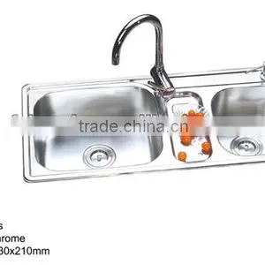 Under Mount Stainless Steel Laundry Sink Chrome Square Double Bowl Kitchen Sink With Faucet thumbnail-1