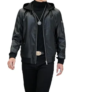 Leather Waterproofing Fashion Color Casual Sports Windproof Men's Long Sleeves Loose Jacket thumbnail-1