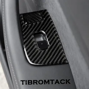 for Tesla Model-3 (2018-2020) Real Carbon Fibre Car Window Lift Switch Button thumbnail-5