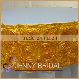 TR003G Luxury Satin Rosette Round Table Skirting Designs for Wedding thumbnail-4