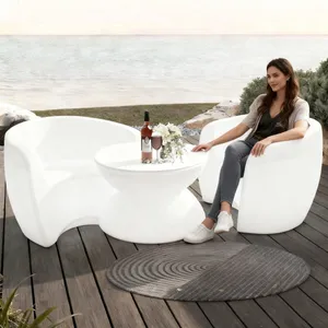 Creative Modern Design LED Luminous High Leg Bar Set Water Resistant Coffee Table and Stool Outdoor Leisure Hotel Decor thumbnail-5