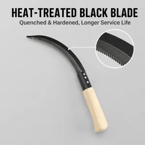 Crop Harvesting Sickle Curved Carbon Steel Blade Heat Treated Edge Wooden Handle Farm Tool For Africa Nigeria Export thumbnail-3