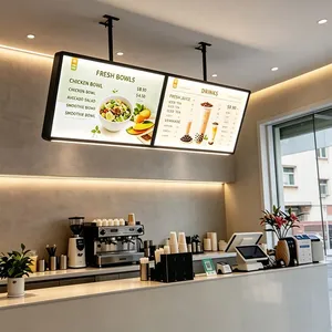 Hanging LED Menu Light Box Adjustable Ceiling‑Suspended Restaurant Menu Sign thumbnail-2