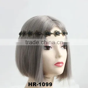 Handmade Retro Elegant Black Crystal Elastic Stretchy Hair Band Headband thumbnail-1