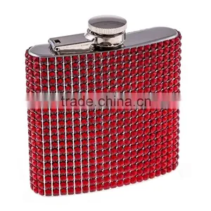 6OZ Rhinestone Stainless Steel Hip Flask thumbnail-2