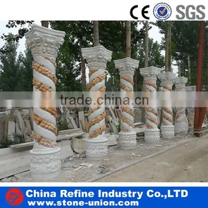 Natural Stone Decorative Veneer Pillar and Column With Flower Carved thumbnail-1