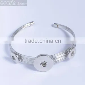 Mixed Styles Bangle Metal Snap Button Jewelry Charm Rhinestone Styles Bangle SZ0010 thumbnail-2