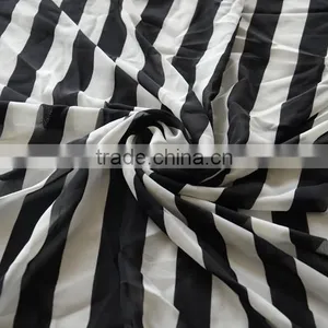 Black and White Stripe Printing Imitated Silk Fabric for Lady thumbnail-3