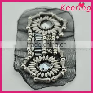 Hot Sale Handmade Fashion Pearl Beaded Applique Patches for Clothes WPH-1831 thumbnail-4