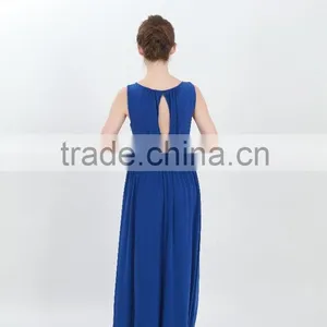 Royal Blue Chiffon Sleeveless Floor Length Latest Formal Dress Patterns thumbnail-5