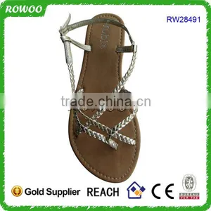 Gold Women's Crossing Over Flat Sandal thumbnail-2