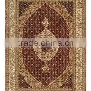 Super Mahi Burgandi-Cream Tabriz Carpet Made With Wool & Silk thumbnail-1