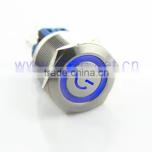 25mm Metal Switch, LED and Latch Switch, Power Symbol Lamp Switch, Stainless Steel Switch thumbnail-1