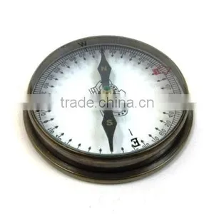 Antique Vintage Solid Brass Map Compass - Magnifying Glass 13470 thumbnail-1