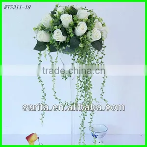 Hot Sale Artificial Real Touch Wedding Dress White Rose thumbnail-1