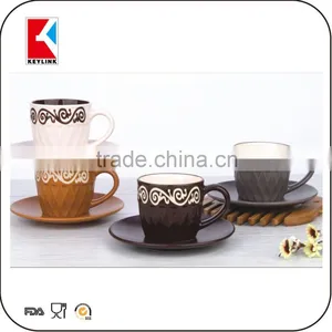 Black Outside Color Inside in Metal Holder 90cc Espresso Cups 12pcs Ceramic Cup and Saucer thumbnail-6