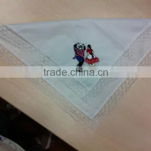 Ladies' White Embroidered Handkerchiefs With Lace thumbnail-2