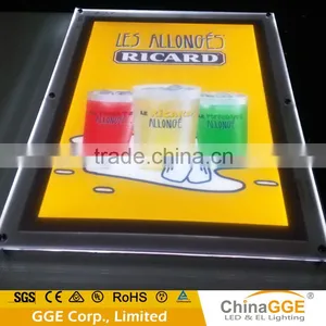 Slim Tabletop Light Box Crystal Glow Display Stand A3 Poster Frames Black LGP Lighting Sign thumbnail-2