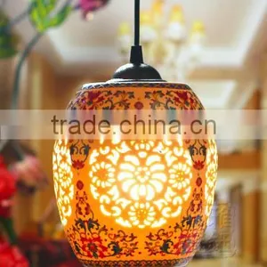 Jingdezhen Hollow Ceramic Decorative Hanging Pendant Light thumbnail-5