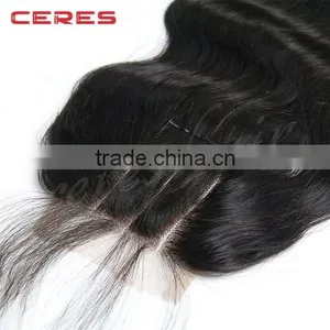 Bleached Knots Body Wave Lace Closure 3 Part Closure 16inch, Brazilian Virgin Human Hair Swiss Lace Top Closure thumbnail-5