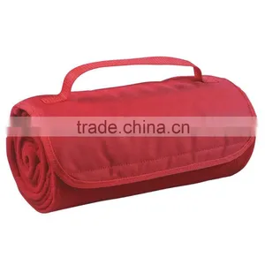 Portable Roll Up Blue Color Polar Fleece Blanket With Strap thumbnail-6