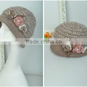 Pattern POM Knitted Hats With Flower for Children thumbnail-1