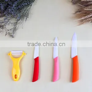 Most Attractive Colorful Handle Ceramic Kitchen Knife Set With Peeler White Blade in Knife Stand thumbnail-3