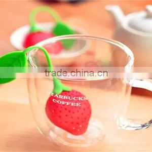 Reuseable Foof Safe Silicone Red Strawberry Shape Tea Leaf Bag Holder Punch Filter Tea Infuser thumbnail-2