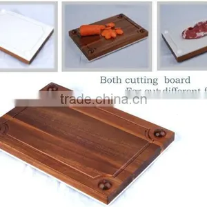 Two-Sided Wooden and Plastic Cutting Board With Non-Slip Pad thumbnail-1
