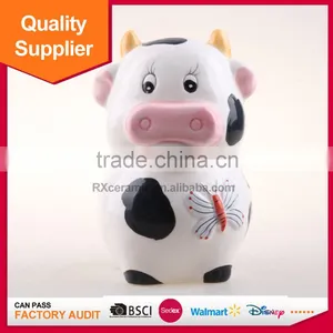 Newest Creative Funny Animal Cow Shape Money Box Fashional Style Ceramic Piggy Bank thumbnail-4